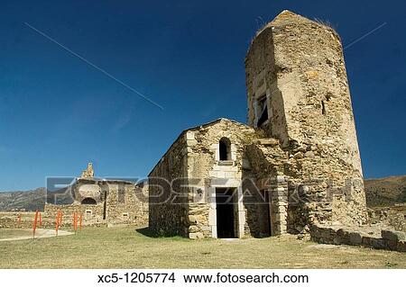Picture - Ruins of building in fortification complex, Citadel of Roses, Girona province, Catalonia, Spain. Fotosearch