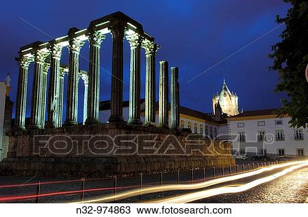 Ruins of Roman temple of Diana at dusk, Evora, Alentejo, Portugal View Large Photo Image Stock Image - Ruins of Roman temple of Diana at dusk, Evora, Alentejo, Portugal. Fotosearch