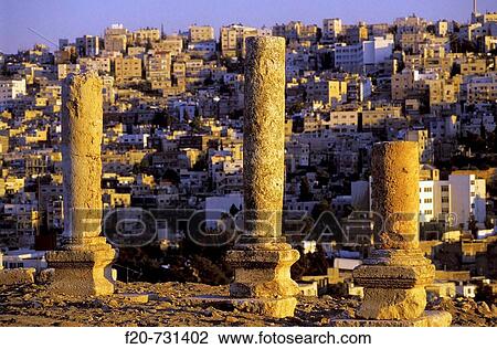 Ruins of temple in Jabal al-Qal? a (Citadel Hill) area, Amman, Jordan View Large Photo Image Stock Image - Ruins of temple in Jabal al-Qal? a (Citadel Hill) area, Amman, Jordan. Fotosearch