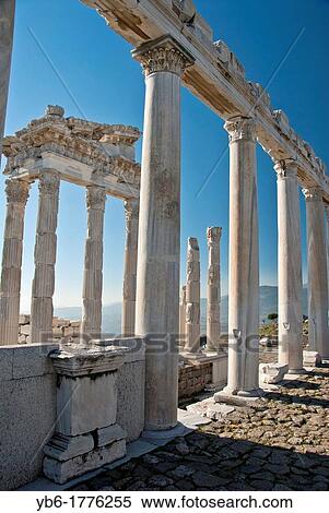 Ruins of temple of Trajaneum in Pergamon, Bergama, Turkey View Large Photo Image Stock Photography - Ruins of temple of Trajaneum in Pergamon, Bergama, Turkey. Fotosearch