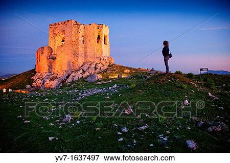 Ruins of the Castle of the Star, the evening with a woman Teba, Malaga, Andalusia, Spain View Large Photo Image Stock Photo - Ruins of the Castle of the Star, the evening with a woman Teba, Malaga, Andalusia, Spain. Fotosearch