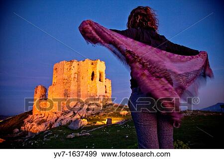 Ruins of the Castle of the Star, the evening with a woman Teba, Malaga, Andalusia, Spain View Large Photo Image Stock Photo - Ruins of the Castle of the Star, the evening with a woman Teba, Malaga, Andalusia, Spain. Fotosearch