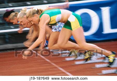 Stock Photo - Running start. Women's sprint race. Sweden. Fotosearch