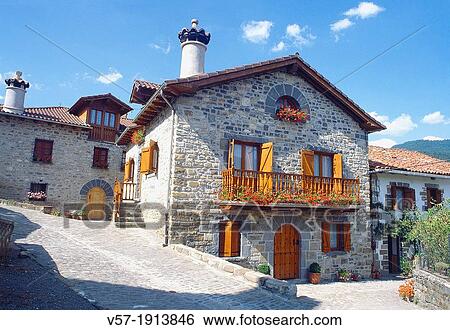Rural house. Roncal, Navarra, Spain. View Large Photo Image Stock Photograph - Rural house. Roncal, Navarra, Spain.. Fotosearch