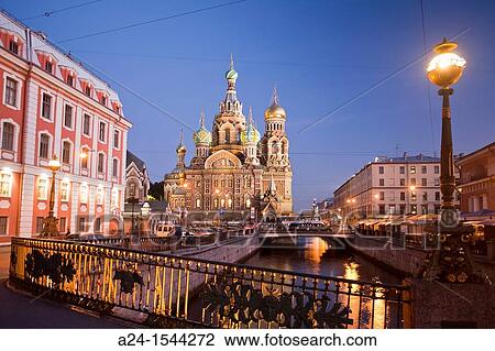 Stock Image - Rusia, San Petersburg City, Church of the Savior on Spilled Blood and Gribodeyova Canal.. Fotosearch