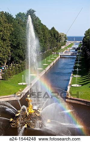 Rusia, San Petersburg City, Peterhof Palace Summer Palace W H, Garden, Fountains View Large Photo Image Stock Photo - Rusia, San Petersburg City, Peterhof Palace Summer Palace W H, Garden, Fountains. Fotosearch