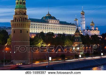 Russia, Moscow Oblast, Moscow, Kremlin, evening view from the Moscow River View Large Photo Image Stock Photo - Russia, Moscow Oblast, Moscow, Kremlin, evening view from the Moscow River. Fotosearch