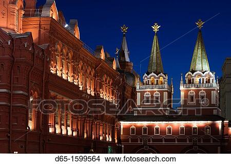 Russia, Moscow Oblast, Moscow, Red Square, State History Museum and Resurrection Gate, evening View Large Photo Image Picture - Russia, Moscow Oblast, Moscow, Red Square, State History Museum and Resurrection Gate, evening. Fotosearch