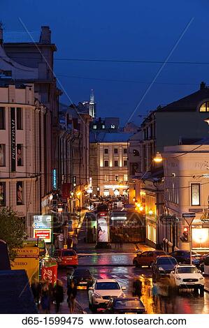 Russia, Moscow Oblast, Moscow, Tverskoy-area, Stoleshnikov Pereulok Street, evening View Large Photo Image Stock Photography - Russia, Moscow Oblast, Moscow, Tverskoy-area, Stoleshnikov Pereulok Street, evening. Fotosearch