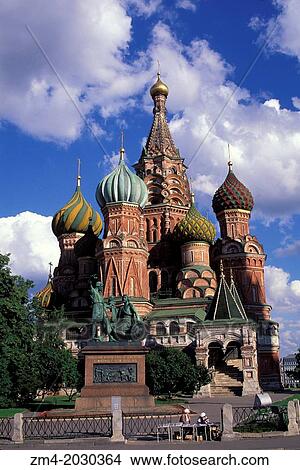 Picture - RUSSIA, MOSCOW, RED SQUARE ST BASIL'S CATHEDRAL, KUZMA MININ AND DMITRY POZHARSKY MONUMENT.. Fotosearch