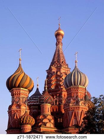 Stock Image - Russia, Moscow, Red Square, St Basil's Cathedral,. Fotosearch