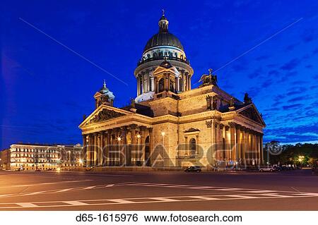 Russia, Saint Petersburg, Center, Saint Isaac Cathedral, evening View Large Photo Image Stock Photograph - Russia, Saint Petersburg, Center, Saint Isaac Cathedral, evening. Fotosearch