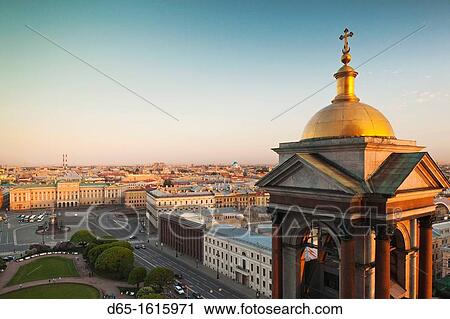 Russia, Saint Petersburg, Center, elevated city view from Saint Isaac Cathedral, dusk View Large Photo Image Stock Image - Russia, Saint Petersburg, Center, elevated city view from Saint Isaac Cathedral, dusk. Fotosearch