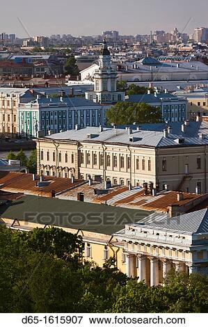 Stock Photo - Russia, Saint Petersburg, Center, elevated view towards Neva River from St Isaac Cathedral. Fotosearch