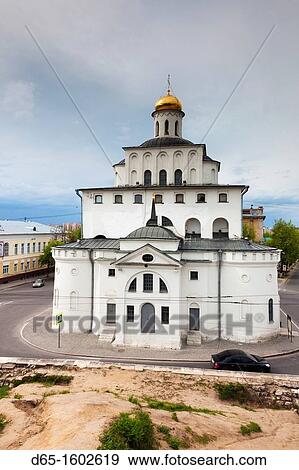 Russia, Vladimir Oblast, Golden Ring, Vladimir, remnants of the Golden Gate of the old city walls View Large Photo Image Stock Photo - Russia, Vladimir Oblast, Golden Ring, Vladimir, remnants of the Golden Gate of the old city walls. Fotosearch