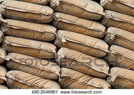 Sacks of cement, Jakarta, Java, Indonesia, Southeast Asia. Stock Photo
