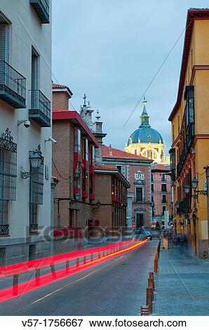 Sacramento street at dusk. Madrid, Spain. View Large Photo Image Stock Photo - Sacramento street at dusk. Madrid, Spain.. Fotosearch