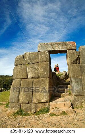 Stock Image - Sacsayhuaman pre-Columbian walled complex near the old city of Cusco, Peru. Fotosearch