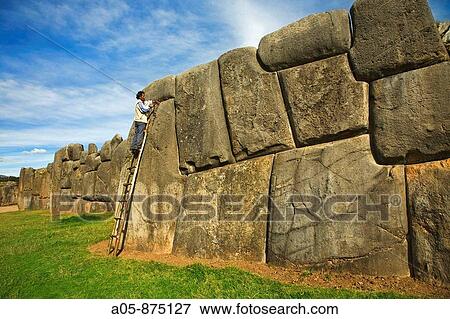 Stock Photo - Sacsayhuaman pre-Columbian walled complex near the old city of Cusco, Peru. Fotosearch
