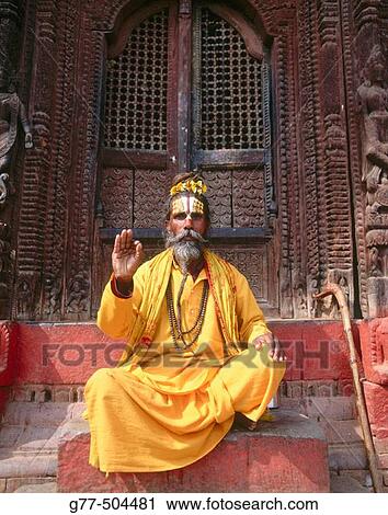 Sadhu (Hindu holy man). Durbar square. Kathmandu. Nepal. View Large Photo Image Stock Image - Sadhu (Hindu holy man). Durbar square. Kathmandu. Nepal.. Fotosearch