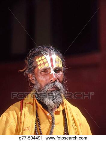 Stock Image - Sadhu (Hindu holy man). Durbar square. Kathmandu. Nepal.. Fotosearch