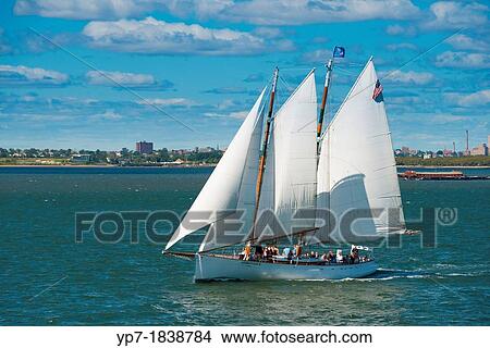 Sail boat in Hudson river near New York, USA View Large Photo Image Picture - Sail boat in Hudson river near New York, USA. Fotosearch