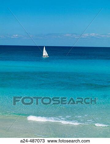 Stock Image - Sailboat at sea. Varadero beach. Cuba.. Fotosearch
