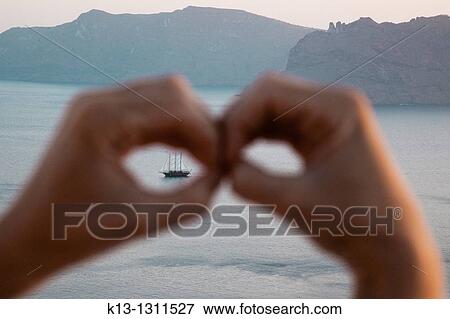 Sailboat Santorini Cyclades Islands Greece View Large Photo Image Stock Photo - Sailboat Santorini Cyclades Islands Greece. Fotosearch