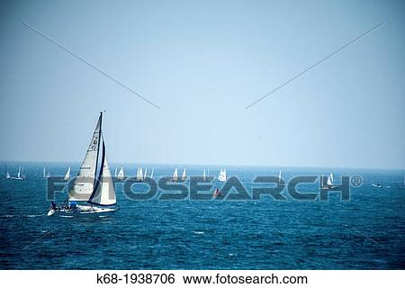 Stock Photograph - sailboats off Venice Beach, California. Fotosearch