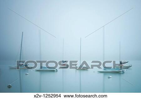 Sailboats on fog shrouded Lake Harriet at dawn View Large Photo Image Picture - Sailboats on fog shrouded Lake Harriet at dawn. Fotosearch