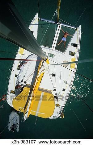 sailing boat viewed from the top of the mast, Grenadines Islands, Winward Islands, Lesser Antilles, Caribbean Sea View Large Photo Image Stock Photo - sailing boat viewed from the top of the mast, Grenadines Islands, Winward Islands, Lesser Antilles, Caribbean Sea. Fotosearch