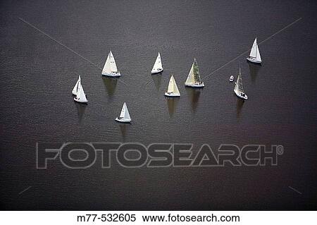 Sailing boats on lake, aerial view. Lake M? laren, Sodermanland, Sweden. View Large Photo Image Stock Photography - Sailing boats on lake, aerial view. Lake M? laren, Sodermanland, Sweden.. Fotosearch