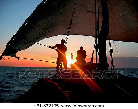Stock Photography - Sailing on a dowl on the Indian ocean, Zanzibar. Fotosearch
