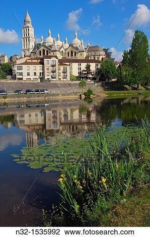 Stock Image - Saint Front Cathedral and Isle River, Perigueux, Dordogne, Aquitaine, France, Europe. Fotosearch