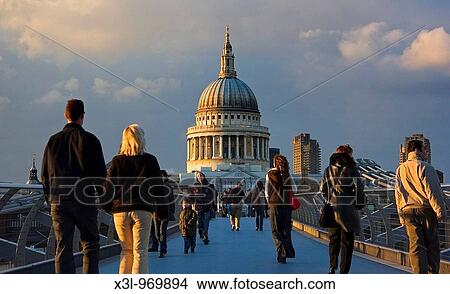 Saint Paul's Cathedral and Millenium Bridge, London England, UK View Large Photo Image Picture - Saint Paul's Cathedral and Millenium Bridge, London England, UK. Fotosearch