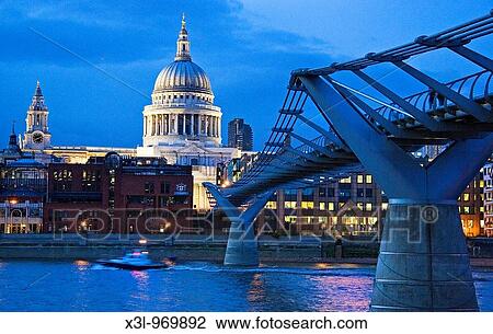 Saint Paul's Cathedral and Millenium Bridge, London England, UK View Large Photo Image Stock Image - Saint Paul's Cathedral and Millenium Bridge, London England, UK. Fotosearch