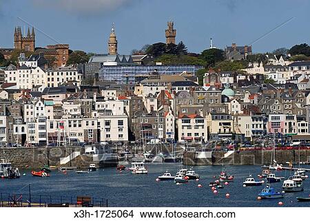 Picture - Saint Peter Port, Island of Guernsey, Bailiwick of Guernsey, British Crown dependency, English Channel, Atlantic Ocean, Europe. Fotosearch