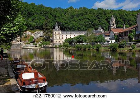 Stock Image - Saint Pierre Benedictine Abbey, Brantome, Dordogne, Perigord, River Dronne, France, Europe. Fotosearch