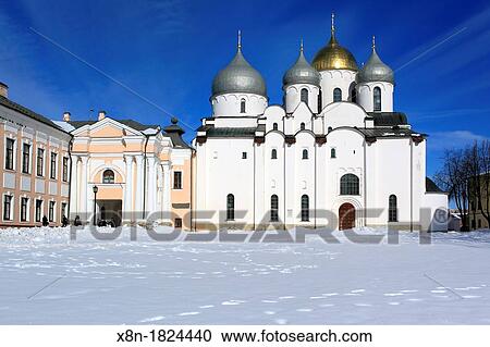 Stock Image - Saint Sophia Cathedral 1045, Veliky Novgorod, Novgorod region, Russia. Fotosearch