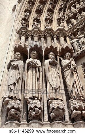 Saint statues decorated the entrance of Cathedral Notre Dame, Amiens, Picardy, France View Large Photo Image Stock Photo - Saint statues decorated the entrance of Cathedral Notre Dame, Amiens, Picardy, France. Fotosearch