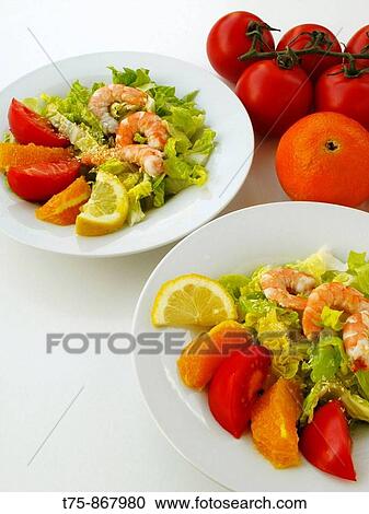 Salad with prawns View Large Photo Image Stock Image - Salad with prawns. Fotosearch