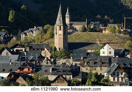 Stock Image - Salardu village Aran Valley Pyrenees mountain range Lerida province Catalonia, Spain, Europe. Fotosearch