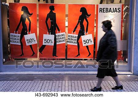 Stock Image - Sales in stores. Donostia, Basque country, Spain.. Fotosearch