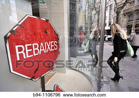 Sales sign in clothing store, Barcelona, Catalonia, Spain View Large Photo Image Stock Photograph - Sales sign in clothing store, Barcelona, Catalonia, Spain. Fotosearch