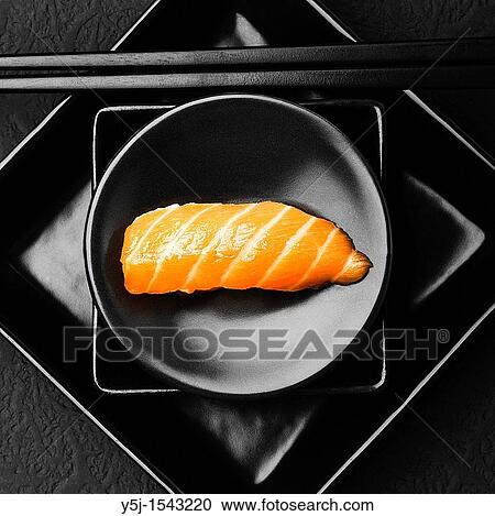 Salmon sushi on plate View Large Photo Image Stock Image - Salmon sushi on plate. Fotosearch