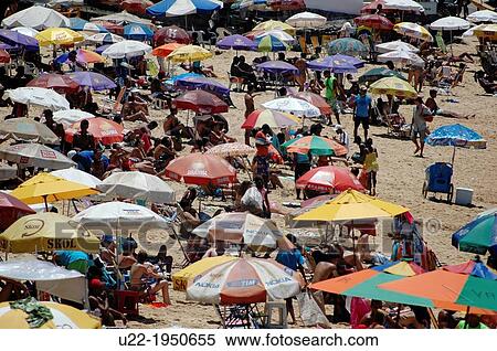 Stock Photography - Salvador de Bahia, Bahia, Brazil, crowd at Praia da Barra. Fotosearch