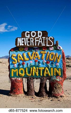 Salvation Mountain religious art project sign, Niland, California, USA View Large Photo Image Picture - Salvation Mountain religious art project sign, Niland, California, USA. Fotosearch