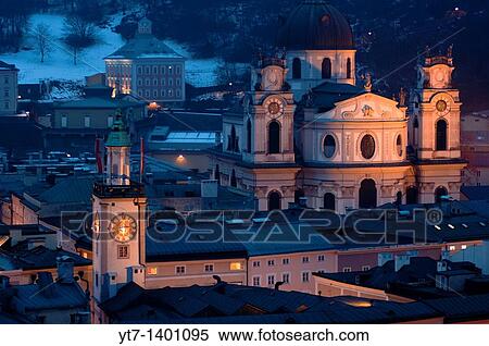 Salzburg churches at dusk Austria View Large Photo Image Stock Photography - Salzburg churches at dusk Austria. Fotosearch