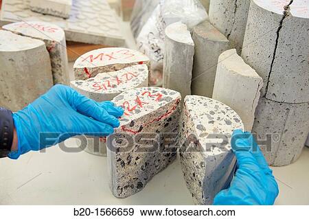 Stock Photo - Samples of concrete, Research on building materials, Tecnalia Research & Innovation, Zamudio, Bizkaia, Basque Country, Spain. Fotosearch