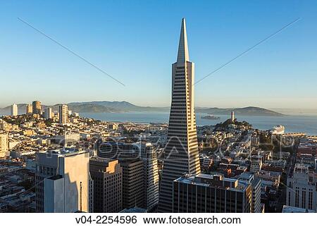 Stock Photograph - San Francisco skyline with Transamerica Pyramid at sunrise, California, USA. Fotosearch